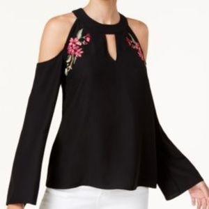 🌸 Thalia Sodi Embroidered Cold-Shoulder Top